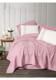 Resim Cottonbox Tek Kiş Lastikli Çarşaflı Pike Takımı Aura Pebble Pembe Pembe 