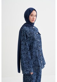 Resim Carell Floral Monogram Desen Jean Ceket Çok Renkli 