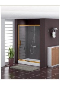 Resim Blackline İki Duvar Arası Gold Duşakabin Sarı Temperli Cam H: 190 99 x 109 CM 