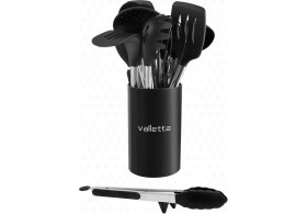 Resim Valletta Mora 14 Parça Paslanmaz Çelik Silikon Uçlu Spatula Mutfak Seti Siyah 