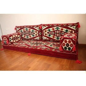 Resim Coton Şark Köşesi Otantik Yörük Desenli Minder Takımı Konsept Bordo Bordo 