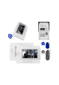 Resim Powermaster Görüntülü Kapı Zili Intercom 2 Dairelik Diafon Kablosuz Gece Görüşlü Şifreli Çipli Kapı Zili İki Daire 