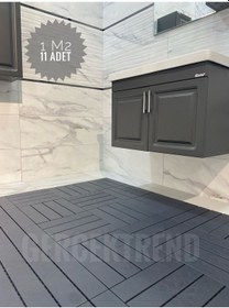 Resim Bahçe Balkon Teras Zemin Döşemesi Banyo Paspası 1m2 11 Adet Antrasit 