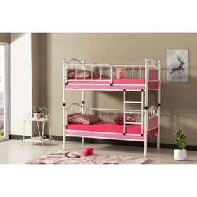 Resim ARGİMO Zümrüt Bebek Çocuk Odası Ahşap Başlık Metal Ranza Ve Karyola 80x160 Beyaz Pembe 