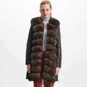 Resim Kahverengi Kürk - Deri Kadın Kürk Kaban - K23KKM320382-S1S 