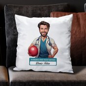 Resim En Başarılı Erkek Fizik Tedavi Doktoru Karikatürlü Yastık 