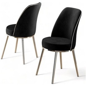 Resim Canisa Pefa Serisi 1 Adet Siyah Mutfak Sandalyesi Krom Kaplama Metal Ayak 1. Sınıf Babyface Kumaş Sandalye Siyah Ayaklar Krom 