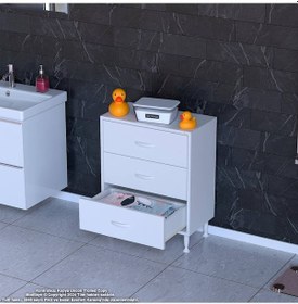 Resim Modilayn Söke 3'lü Çekmeceli Banyo Dolabı 60 X 75 X 32,5 Cm Lik Çok Yönlü Kullanım Çekmeceler Sayesinde Banyonuz Daha Düzenli. Beyaz 