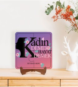 Resim Bk Gift Kişiye Özel Isimli Kadınlar Günü Hayat Tasarımlı Ahşap Standlı Puzzle Çerçeve-1 
