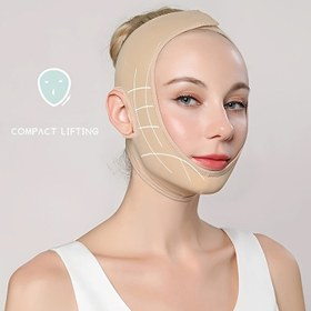 Resim V Çizgisi Yüz İnceletme Bandajı - Kaldır ve Şekillendirme Yüz Kontur Beli, Çift Burunlu Azaltma, İnceletme Masajı Bandı için Yumuşak Bir Görünüm, Yüz Şekillendirme Beli | V Şekilli İnceleyici | Hiposensitif Malzeme 