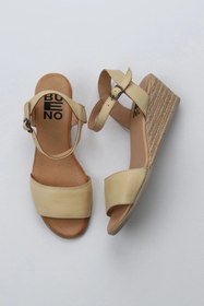Resim Bueno Shoes Sarı Deri Kadın Dolgu Topuklu Sandalet 01ws11101 