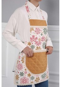 Resim Kenarları Dantelli Mutfak Önlüğü,mo-2 Yıldız 1 Desen - Hardal - Krem Yıldız 