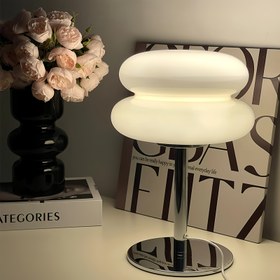 Resim Murano Plastik Çift Katmanlı Burger Masa Lambası | USB Işık | Dekoratif Gece Lambası | Yatak Odası Yanı Lamba | Çevre Aydınlatma | Üç Renkli Düğme ile Beyaz/Nötr/Sıcak Işık ve Ayarlanabilir Parlaklık | Noel, Sevgililer Günü, Paskalya, Cadılar Bayramı için Mükemmel Hediye - Oturma Odası, Yatak Odası, Ofis ve Ev Dekoru için İdeal 