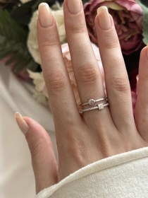 Resim Çift Sıra Geometrik Desen Yüzük 