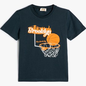 Resim Erkek Çocuk Tişört Basketbol Baskılı Kısa Kollu Pamuklu 