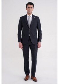 Resim Efor Slim Fit Çift Yırtmaç Sivri Yaka Esnek Lacivert Klasik Takım Elbise Tk 939 Lacivert 