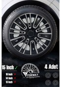 Resim Toyota Bütün Modelleri İçin Uyumlu 15" İnç Gri-siyah 4 Adet Jant Kapağı Corolla Yaris Vb. 