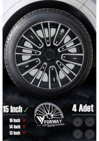 Resim Toyota Bütün Modelleri İçin Uyumlu 15" İnç Gri-siyah 4 Adet Jant Kapağı Corolla Yaris Vb. 