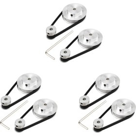 Resim Quirky Quar 6 Kit Gt2 Senkron Tekerlek 20 ve 60 Diş 5mm Delik, 6 Adet Uzunluğa Sahip Alüminyum Zamanlama Kasnağı 200MM Genişlik 6mm Kayış (Delik 5mm) (Yurt Dışından) 
