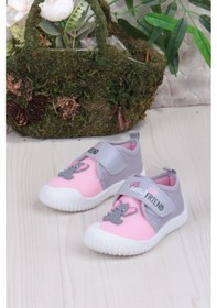 Resim Fort 3448 Gz Fil Figürlü Anaokulu Kreş Ev Kız Çocuk Keten Panduf Ayakkabı Pembe 