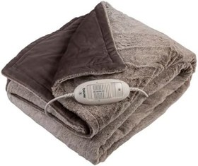 Resim Beurer HD 75 Nordic elektrikli battaniye, kürk görünümlü yumuşak sıcak battaniye, 6 sıcaklık kademesi, makinede yıkanabilir, otomatik kapanma, bej/kahverengi, 180 x 130 cm 