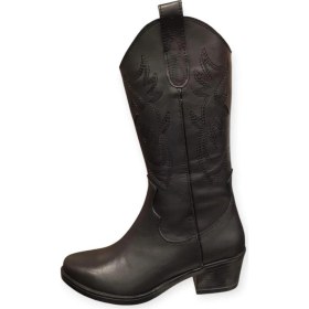 Resim Venüs 25440005k Topuklu Western Deri Kadın Çizme Siyah 