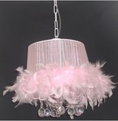 Resim Pembe Tüylü Taşlı Yatak Odası Avizesi 