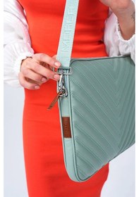 Resim Omuz Askılı Notebook Çanta Tablet Laptop Kılıfı 13"-14" V Model Deri Mint Yeşili 