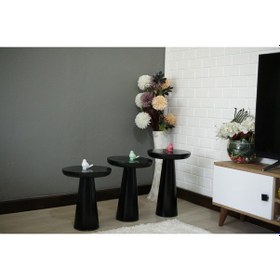 Resim 3'lü Siyah Konik Mantar Sehpa Siyah 