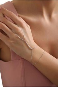 Resim NEREZE 925 Ayar Gümüş Rodyum Kaplama Zirkon Taşlı Çubuk Model Şahmeran Bileklik 