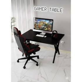 Resim Modülare Profesyonel Oyuncu Masası Siyah Bilgisayar Çalışma Masası 120 cm Gamer Table 
