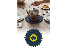 Resim Omilife Ayçiçeği Model Kaymaz Silikon Nihale – Tencere, Tava, Çaydanlık ve Servis Altlığı 18,5 x 18,5 cm 