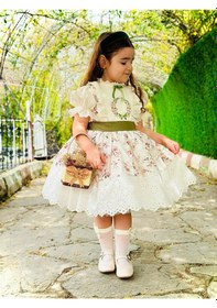 Resim H L Y Karol Tasarım Krem Bahar Vintage Kız Bebek Elbise,doğum Günü Elbise,fotoğraf Çekim Elbise,0-12 Yaş Uygun KREM 