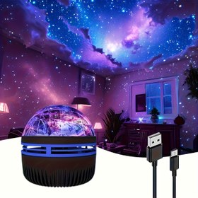 Resim 1 Adet YETHKE LED Kuzey Işıkları & Galaksi Yıldız Projektörü Uzaktan Kumandalı - RGB Çok Renkli Gece Lambası Hareket Sensörlü, Oda Dekoru için yatak odası kamp düğün Noel ve Sevgililer Günü İçin, Şeylerle uyumlu Dayanıklı Plastik Konstrüksiyon Alçak Voltajlı güvenli çalışma Ev Kullanımı İdeal hediye Odaların dekorasyonu İçin projeksiyon lambası 