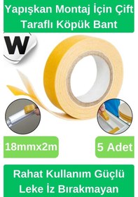 Resim Premium İz Bırakmayan Su Sızdırmaz Yapışkan Montaj İçin Çift Taraflı Köpük Bant 2 Mt 5 Adet 