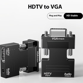 Resim HDTV'den VGA'ya Dönüştürücü - 1080P Full HD Video ve Ses, Tak ve Çalıştır Kablo ve Adaptör PC/Laptop/Projeksiyon/TV için - Harici Video Sinyal Adaptörü (Harici Güç Gerektirmez) 