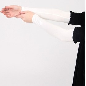 Resim Manolyaşal İslamic Hijab Likralı Kaymayan Kurtarıcı 1 Çift Tesettür Kolluk Ekru 