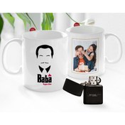 Resim Bk Gift Kişiye Özel Babalar Günü Hediyesi Fotoğraflı Kupa Bardak Ve Benzinli Çakmak Seti-9 