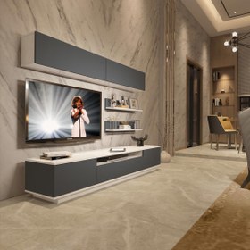 Resim Decoraktiv Trendstyle 5S Mdf Tv Ünitesi Tv Sehpası - Beyaz - Antrasit 