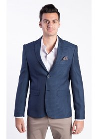 Resim Sposo G-207 Dar Kalıp Desenli İndigo Erkek Blazer Ceket İndigo 