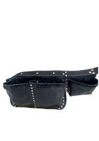 Resim Hakiki Deri Tekniker Alet Edevat Çivi Önlüğü Bel Çantası Siyah 