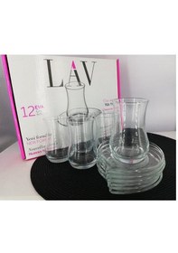 Resim LAV Eva Cam Çay Seti 6 Kişilik 170 ml (6 Çay Bardağı, 6 Çay Tabağı) 