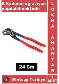 Resim Premium Ergonomik 8 Kademe Ağız Ayarlı Fort Pense Boru Çeşme Musluk Anahtarı 24 Cm 