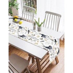 Resim Ekru Zeminli Geyik ve Yaprak Motifler Dijital Baskılı Özel Tasarım Süet Runner 