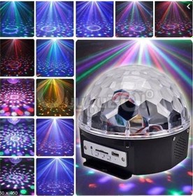 Resim Disko Topu Müzik Çalar Renkli Lazer Işıklı Bluetooth Sese Duyarlı Işıklar Disko 