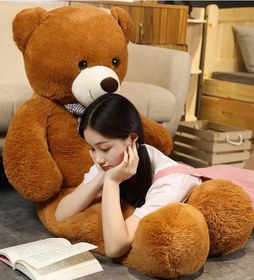 Resim 150 Cm Papyonlu Peluş Ayı-dev Boy, % 100 Yerli - Sevgiliye Özel Hediye Kahverengi 