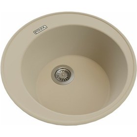 Resim Polex Cristalüx Granit Evye P-06 Bej Tezgah Altı Ve Tezgah Üstü Oval Mutfak Evyesi 51.5x51.5 CM 