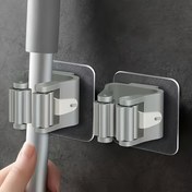 Resim 4 Adet Yapışkanlı Duvara Monte Mop & Süpürge Tutucu Raf - Matkap Gerektirmez, Banyo ve Mutfak Temizlik Malzemeleri için Dayanıklı Plastik Çok Fonksiyonlu Düzenleyici, Yer Tasarruflu Modern Tasarım, Kullanım Kancaları 