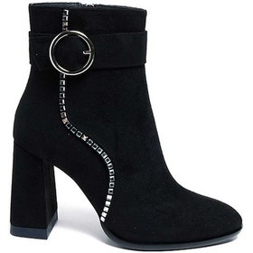 Resim Bestello Kalın Topuklu Neolit Topuklu Bot 281-5034 Kadın Bot Siyah Suet 