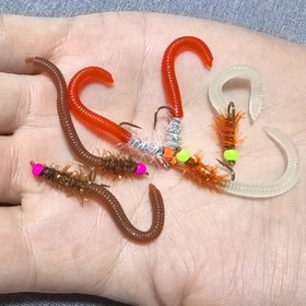 Resim 9 Parça UV/Işıltılı Pirinç Başlı Yapay Solucan Sinekleri - Karbon Çelik Yapı, Karışık Renkler, Gerçekçi Kırmızı ve Yeşil Solucan Desenli Alabalık, Steelhead, Sarı Balık, Bluegill, Sazan Bass İçin - Tatlısu ve Tuzlu Su Avı için Gerçekçi Yem 
